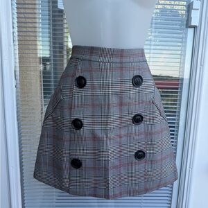 Plaid Button-Front Women's Skirt
